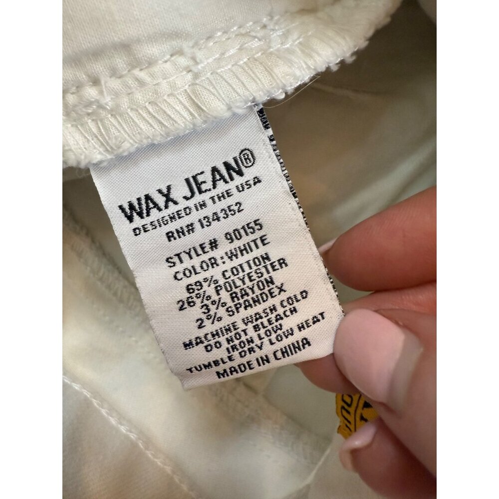 Wax Jean White Denim High-Waisted Cuffed Shorts S Cotton Blend (KK243) - Picture 3 of 8